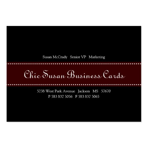 Chic Susan Chubby Business Cards (back side)