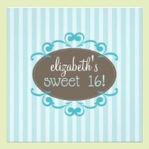 Chic Sweet 16 Birthday Party Invitation (aqua) invitations