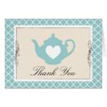 Chic Tan & Teal Teapot Trellis Thank You Card