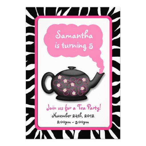 Chic Tea Time Girls Pink Birthday Party Invites