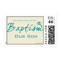 Chic Teal Baptism Postage Stamp