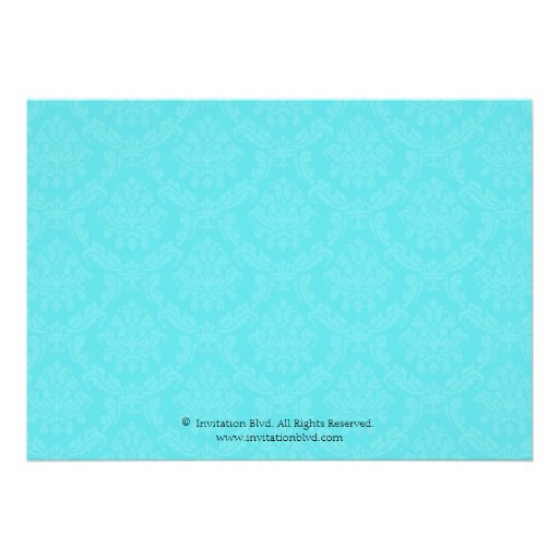 Chic Teal Black Coral Damask Here Comes the Bride Custom Invitations