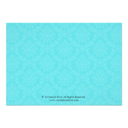 Chic Teal Black Yellow Damask Here Comes the Bride Personalized Invites