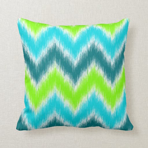 Chic Teal Lime Green Turquoise Zigzag Pattern Throw Pillows Zazzle