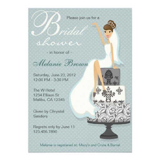 Chic Teal Modern Bride Contemporary Bridal Shower Personalized Announcements (front side)