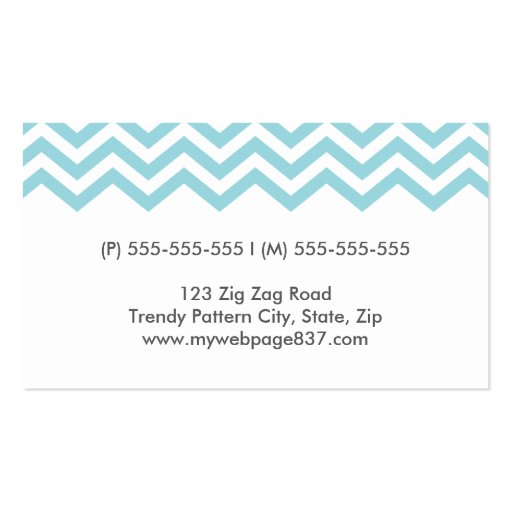 Chic teal red chevron pattern profile calling card business card (back side)