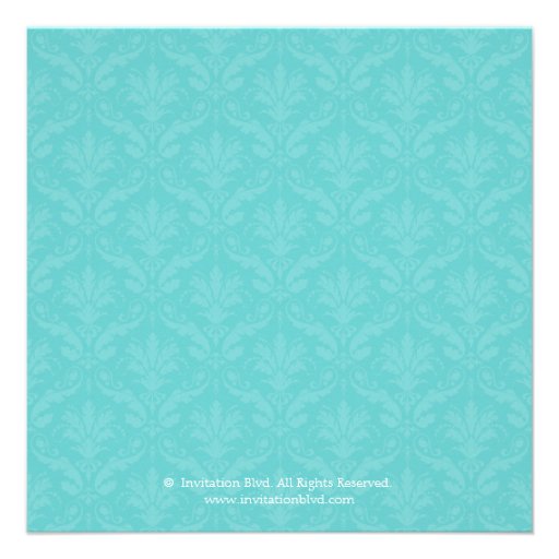 Chic Teal Wine Damask Bridal Shower Invitation