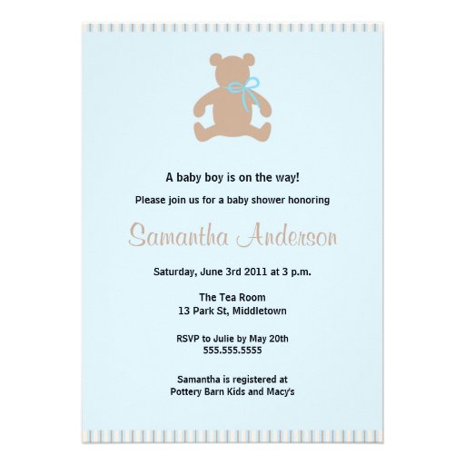 Chic Teddy Bear Baby Shower Invitation - Boy