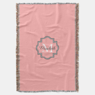 Blush Pink Velvet Throw with Pom Pom Trim by RaggedRose