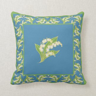 Chic Throw Pillow or Cushion Lilies on Blue
