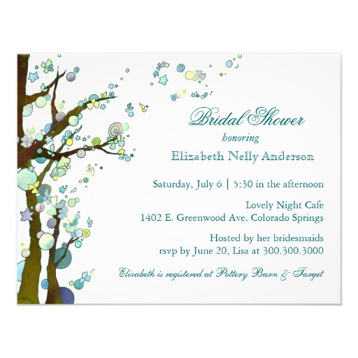 Chic Tree Theme White Bridal Shower Invitations