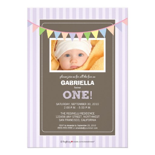 Chic Turning 1 Birthday Party Invitation (purple)