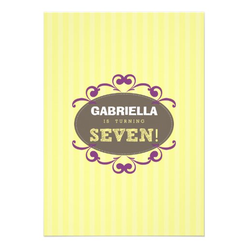 Chic Turning 7 Birthday Party Invitation (yellow) | Zazzle