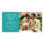 Chic Turquoise Wedding Photo Thank You Cards Picture Card