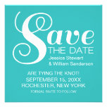 Chic Typography Save the Date Invite, Aqua
