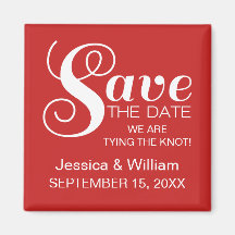 Chic Typography Save the Date Magnet, Red