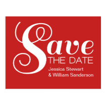 Chic Typography Save the Date Postcard, Red postcards