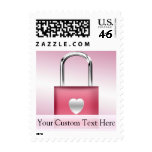 Chic Unique Pink Silver Heart Lock Stamp