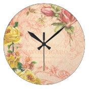 Chic Vintage Pink Floral Wall Clock
