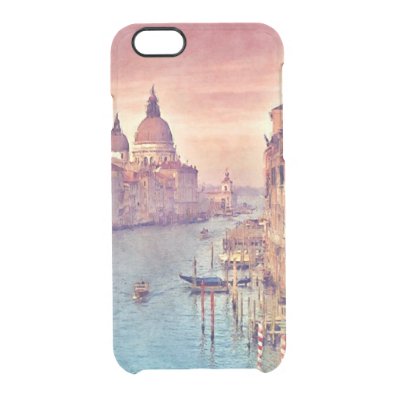 Chic Vintage Italy Venice Canal Pastel Watercolor Clear iPhone 6/6S Case