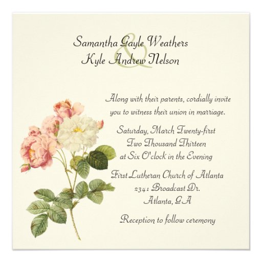 Chic Vintage Peonies Floral Wedding Invitation