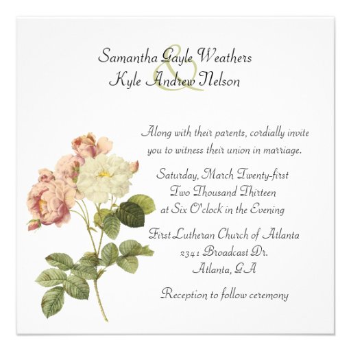 Chic Vintage Roses Wedding Invitation
