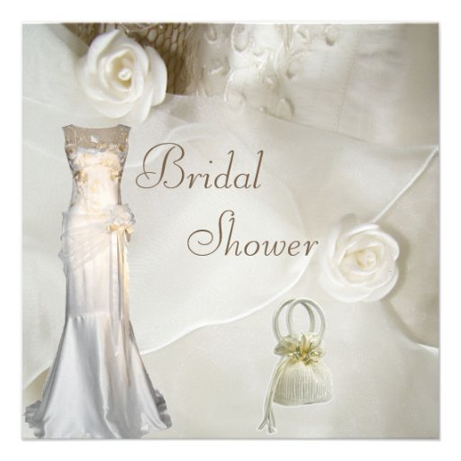 Chic Vintage Wedding Gown Bridal Shower Invitations
