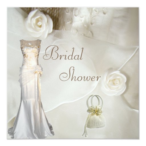 Chic Vintage Wedding Gown Bridal Shower Invitation | Zazzle