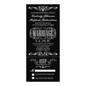 Chic Vintage Wedding Ticket Invitation