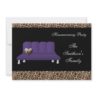 chic violet sofa, party Invitation invitation