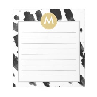 Chic Watercolor and Gold Monogram Note Pad