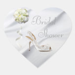 Chic Wedding Shoe & Bouquet Bridal Shower Heart Stickers