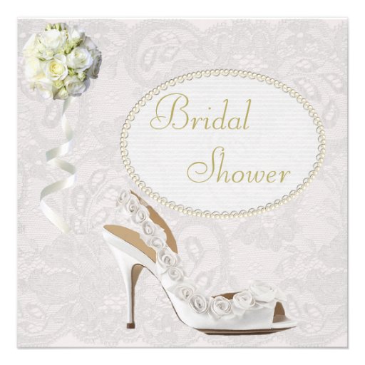 Chic Wedding Shoe Paisley Lace Bridal Shower Custom Invitations