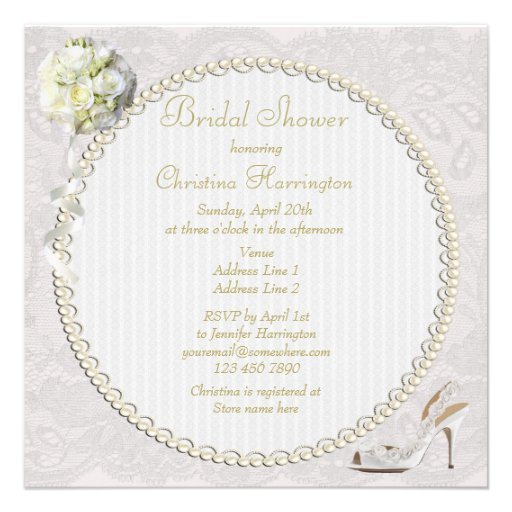 Chic Wedding Shoe Paisley Lace Bridal Shower Custom Invitations