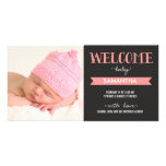 Chic Welcome Baby Girl Birth Announcement photo cards