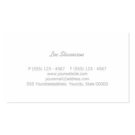 Chic White on Shimmery White Elegant Modern Business Card Templates (back side)