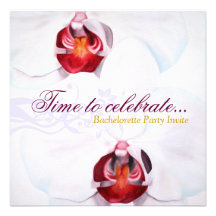 Chic white red orchids bachelorette party invites