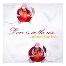 Chic white red orchids wedding anniversary invites