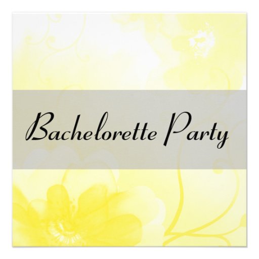 Chic Yellow and Gray Flower Bachelorette Party Custom Invitations