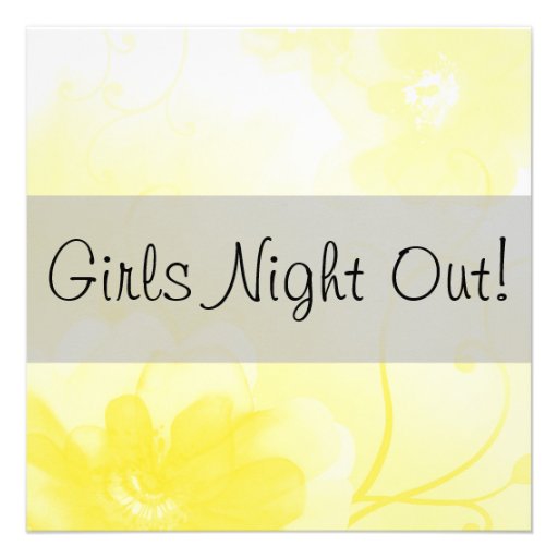 Chic Yellow and Gray Flower Girls Night Out Personalized Announcement