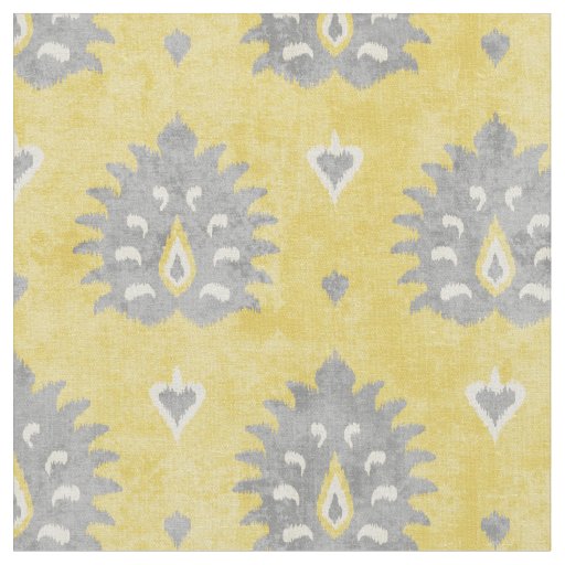 Yellow Ikat Pattern | chic yellow and grey damask ikat tribal pattern fabric Yellow Ikat Pattern | chic yellow and grey damask ikat tribal pattern fabric