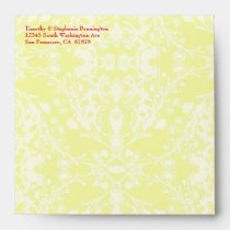 Chic yellow cream damask wedding felt envelope