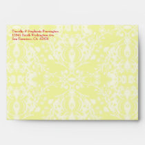 Chic yellow cream damask wedding felt envelope