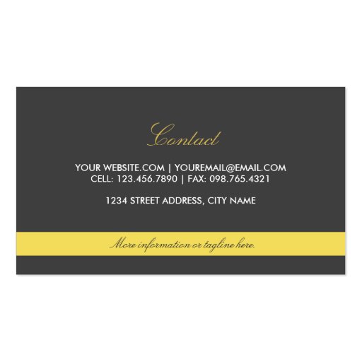 Chic Yellow Stripes Business Cards (back side)