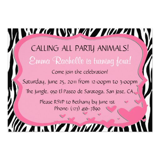 Chic Zebra Birthday Invitation