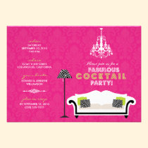 Chic Zebra Cocktail Party Invitation (hot pink) invitations