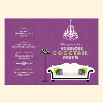 Chic Zebra Cocktail Party Invitation (purple) invitations
