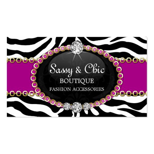 Chic Zebra Fashion Accessory and Jewelry Business Card