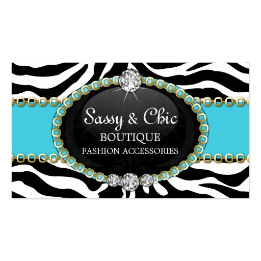 Chic Zebra Fashion Accessory and Jewelry Business Card Templates (front side)