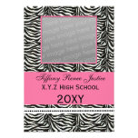 chic zebra pink Graduation photo Invitation invitations